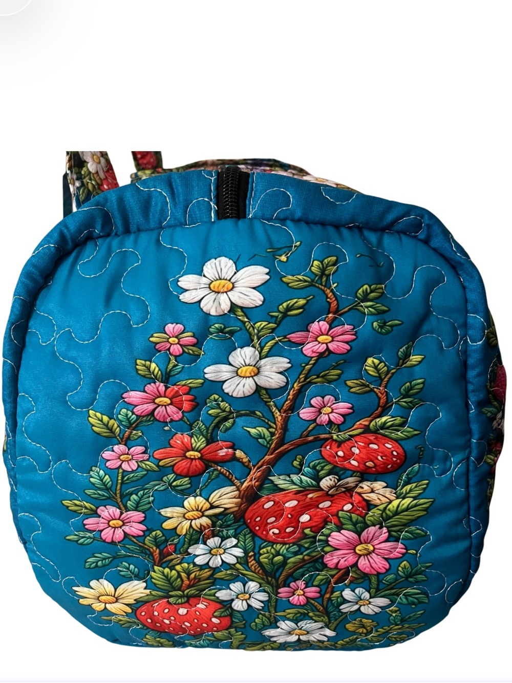NEW Sanrio Hello Kitty & Friends Large Teal Quilted Garden Duffel Bag Flat Print - Picture 6 of 6